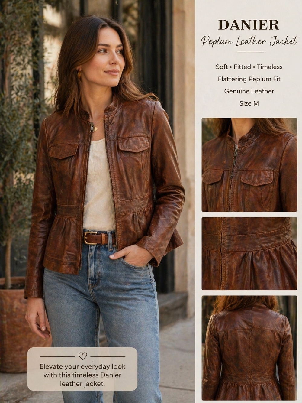 Danier Brown Distressed Leather Jacket